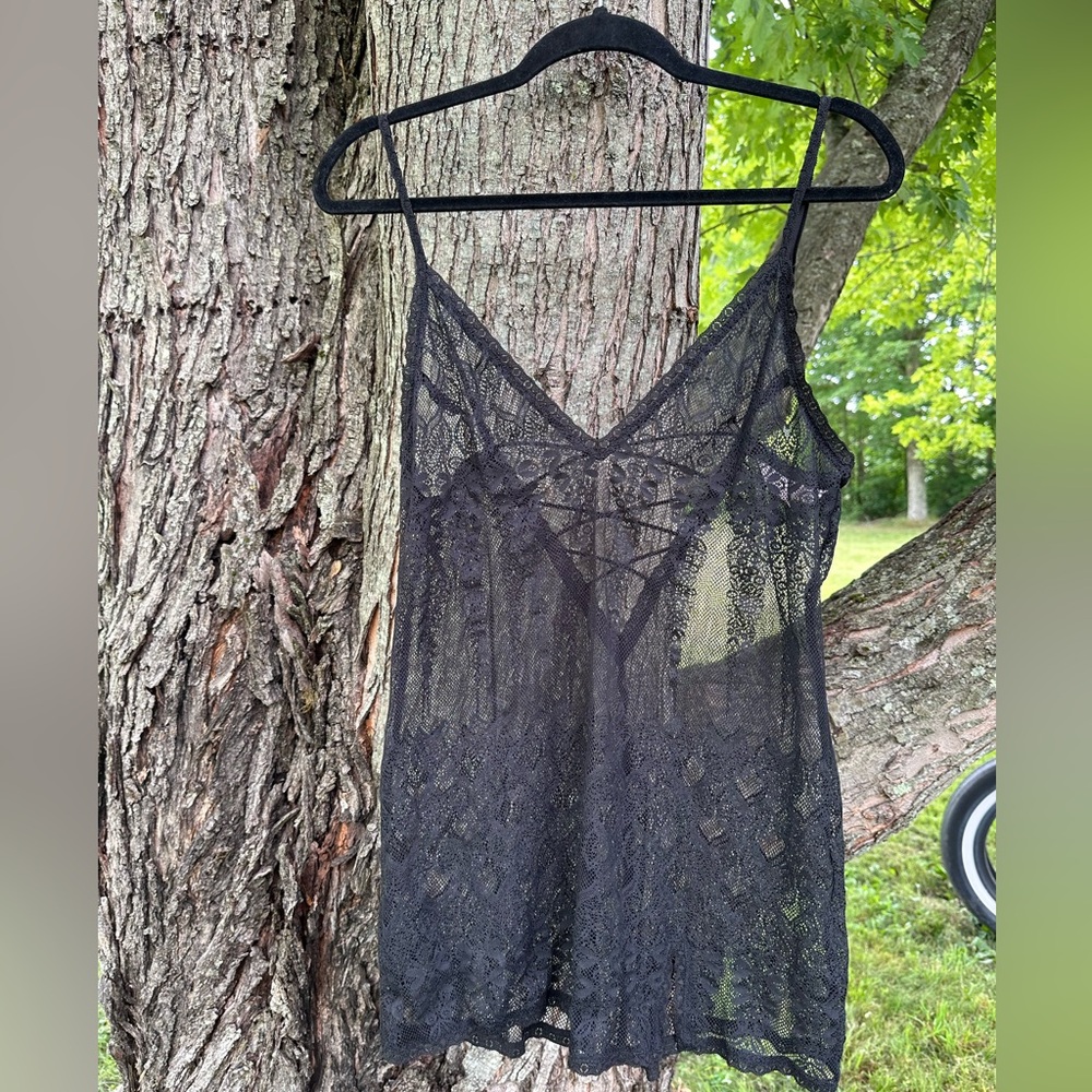 Vintage Y2K Victoria's Secret Black Lace Top